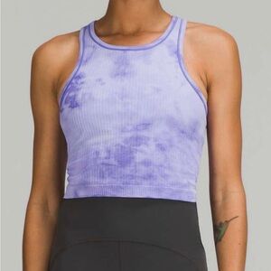 lululemon Ebb to Street Cropped Racerback Tank Top in Marble Dye Charged Indigo